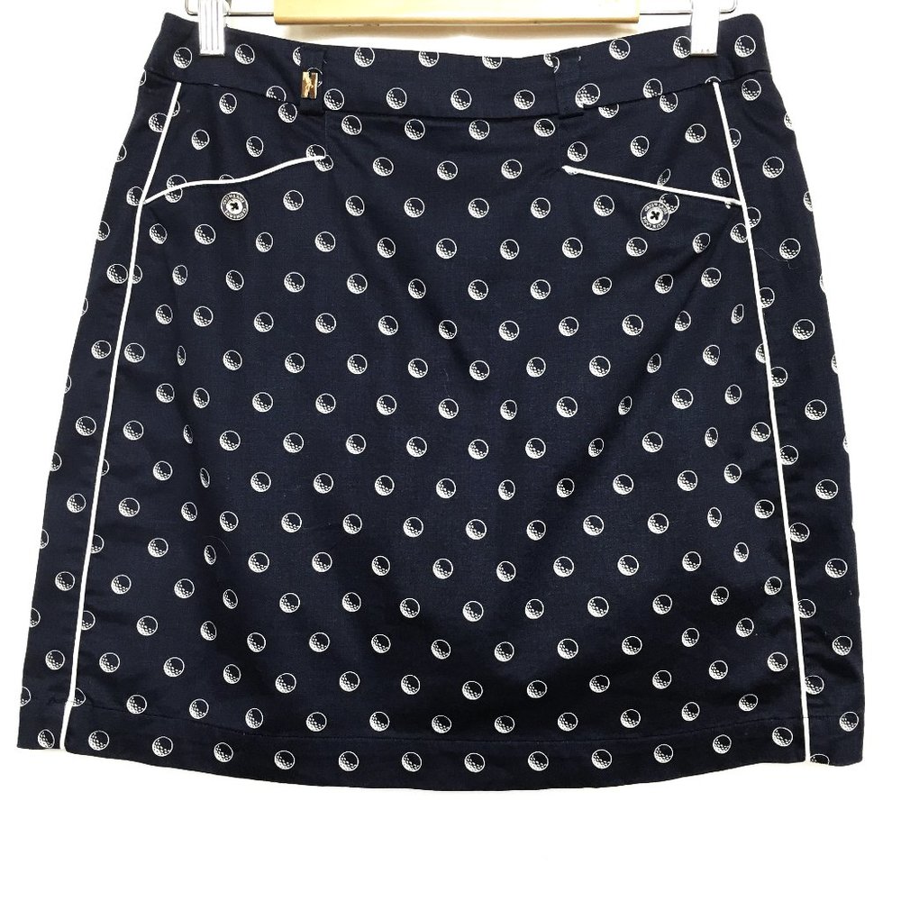 Green Lamb Golf Ball Print Navy Skort Sz 8 EUC